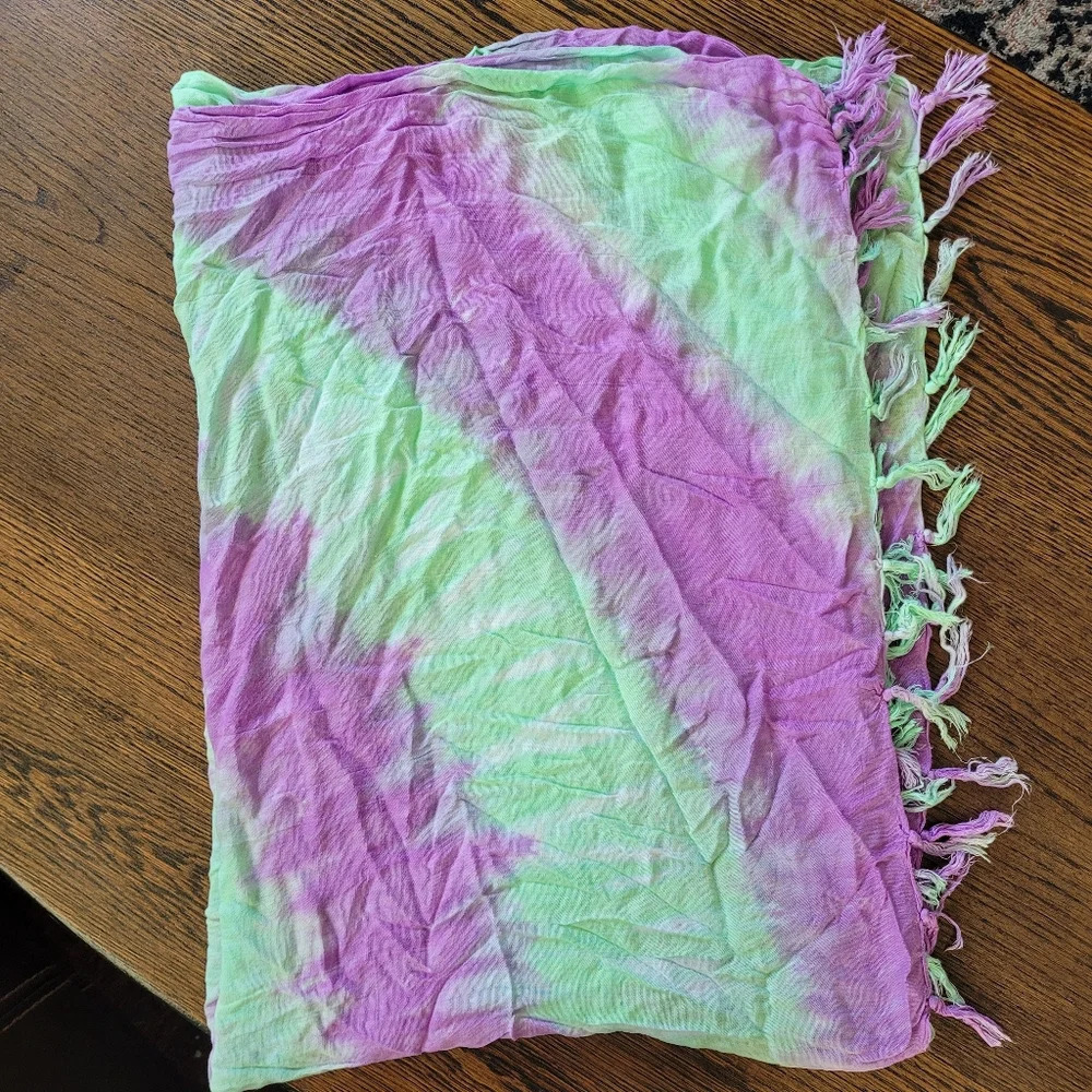 Mint Green and Purple Tie Dye Tapestry Throw Beach Cover-up ONE SIZE 64"